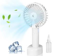 KINZO Cooling Mist Spray Fan With Mobile Holder + FREE Perfume Tester Combo | USB Rechargeable Portable Handheld Mini Fan | Strong Cooling Spray Fan for Summer